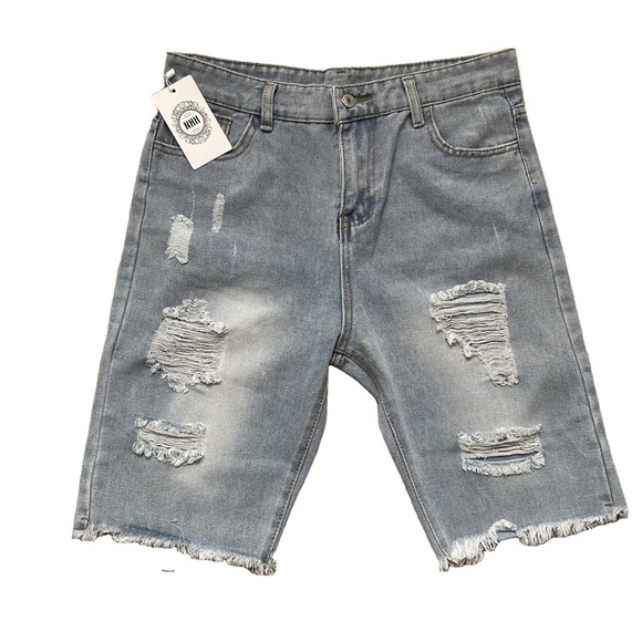 NWT NXH Distressed Denim Bermuda Shorts - Size XL - Picture 1 of 12